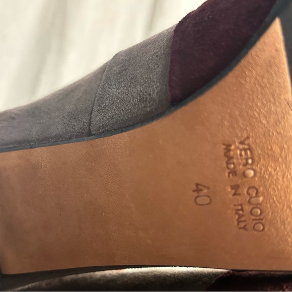 VERO CUOIO Suede Ankle Heel Boots in Burgundy & Black & Taupe ✨🍂 Minimalist - Picture 10 of 11